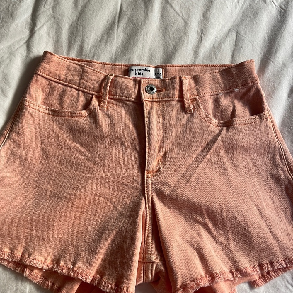 Abercrombie Kids Pink Jean Shorts Distressed Style